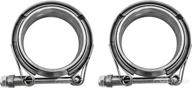 🔩 pair of 2.5" stainless steel v-band bolt clamps with male female flanges for turbo exhaust downpipes logo