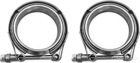 img 4 attached to 🔩 Pair of 2.5" Stainless Steel V-Band Bolt Clamps with Male Female Flanges for Turbo Exhaust Downpipes