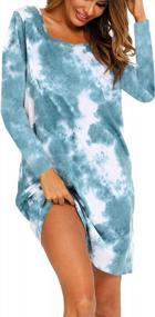 img 4 attached to ENJOYNIGHT Women'S Cotton Sleepwear Long Sleeves Nightgown Print Tee Sleep Dress