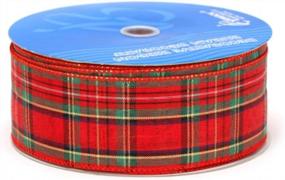 img 1 attached to 🎀 Clarkston Craft Ribbon, Red/Green/Gold - Berwick 2.5-Inch Wide, 50-Yard Spool with Wired Edge