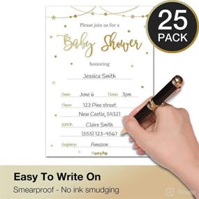 img 1 attached to 🌙 Night Stars: Set of 25 Baby Shower Invitations & Essentials - Envelopes, Diaper Raffle Tickets, and Book Request Cards
