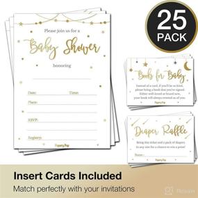 img 3 attached to 🌙 Night Stars: Set of 25 Baby Shower Invitations & Essentials - Envelopes, Diaper Raffle Tickets, and Book Request Cards