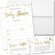 🌙 night stars: set of 25 baby shower invitations & essentials - envelopes, diaper raffle tickets, and book request cards logo
