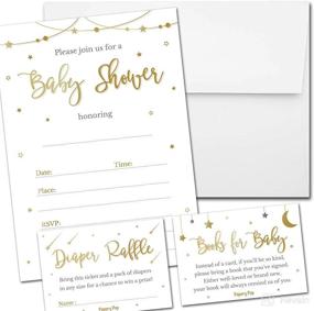 img 4 attached to 🌙 Night Stars: Set of 25 Baby Shower Invitations & Essentials - Envelopes, Diaper Raffle Tickets, and Book Request Cards
