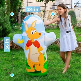 img 3 attached to Kangaroo Inflatable Punching Bag And Water Sprinkler Combo For Outdoor Kids Play - 3.6 Ft (36”) Inflatable Bop Bag And Sprinkler Toy For Backyard Fun