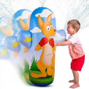 img 4 attached to Kangaroo Inflatable Punching Bag And Water Sprinkler Combo For Outdoor Kids Play - 3.6 Ft (36”) Inflatable Bop Bag And Sprinkler Toy For Backyard Fun