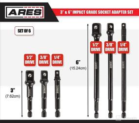 img 3 attached to 🔧 ARES 70382 - Impact Grade Socket Adapter Set: Transform Your Impact Drill Driver into a High-Speed Socket Driver- 6-Piece Set with 3-Inch and 6-Inch Sizes, 1/4-Inch, 3/8-Inch, and 1/2-Inch Drive Sizes Included