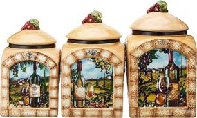 img 2 attached to Multicolored 3-Piece Tuscan View Canister Set by Certified International - 60-Ounce, 76-Ounce, and 108-Ounce