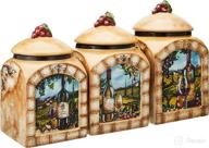 multicolored 3-piece tuscan view canister set by certified international - 60-ounce, 76-ounce, and 108-ounce логотип