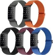 stretchy nylon elastic watch band compatible with fitbit charge 4/charge 3/charge 3 se, adjustable replacement wristband accessory sport strap for women men logo