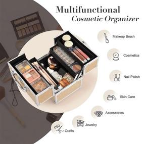 img 3 attached to Frenessa Portable Makeup Case Cosmetic Train Box Organizer 4 Trays Travel Storage Jewelry Lockable Girls Makeup Tools Nail Kits Crafts Rose Gold