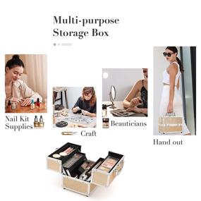 img 2 attached to Frenessa Portable Makeup Case Cosmetic Train Box Organizer 4 Trays Travel Storage Jewelry Lockable Girls Makeup Tools Nail Kits Crafts Rose Gold