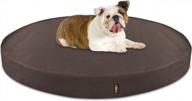 large brown deluxe orthopedic memory foam round dog bed by kopeks for optimal comfort logo