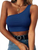 show off your style with minclouse's one shoulder crop top for women - sleeveless, sexy and perfect for summer! logo