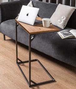 img 4 attached to C-Shaped End Snack Table With Wood Top For Sofa, Couch, Coffee, Laptop - Slide Under Living Room Bedroom Small Space 23.5"X13.5"X26.5 - Christmas New Year Gift