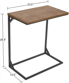 img 3 attached to C-Shaped End Snack Table With Wood Top For Sofa, Couch, Coffee, Laptop - Slide Under Living Room Bedroom Small Space 23.5"X13.5"X26.5 - Christmas New Year Gift