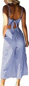 img 3 attached to Alelly Women'S Summer Striped Jumpsuits Tie Back Sleeveless Wide Long Pants Rompers With Open Back
