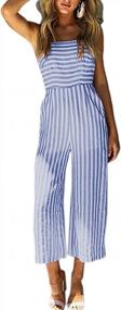 img 2 attached to Alelly Women'S Summer Striped Jumpsuits Tie Back Sleeveless Wide Long Pants Rompers With Open Back