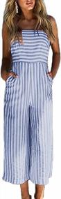 img 4 attached to Alelly Women'S Summer Striped Jumpsuits Tie Back Sleeveless Wide Long Pants Rompers With Open Back