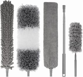 img 4 attached to 🧹 30-100 Inch Stainless Steel Extension Pole Microfiber Feather Duster - Reusable, Washable, Bendable & Lightweight Cleaning Duster for Ceilings