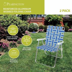 img 3 attached to Set Of 2 Blue Webbed Folding Chairs By Pearington - Reinforced Aluminum, Perfect For Outdoor Activities Such As Camping, Beach, Lawn, And Backyard BBQs