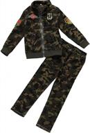 ftsucq girls/boys camouflage zip-up tracksuit jacket and jogger pants set logo