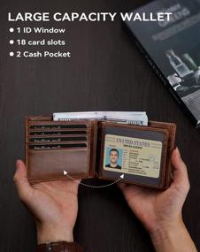 img 1 attached to 💼 Stylish Genuine Leather Bifold Wallet with RFID Blocking - Must-Have Men's Accessory