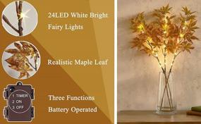 img 1 attached to Lighted Maple Leaf Branches With Timer: Battery Operated 25IN 24LED, 3 Sticks Artificial Fall Tree Branch Lights For Autumn, Thanksgiving, And Christmas Decoration, Indoor And Outdoor Use By Hairui