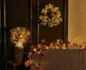 img 2 attached to Lighted Maple Leaf Branches With Timer: Battery Operated 25IN 24LED, 3 Sticks Artificial Fall Tree Branch Lights For Autumn, Thanksgiving, And Christmas Decoration, Indoor And Outdoor Use By Hairui