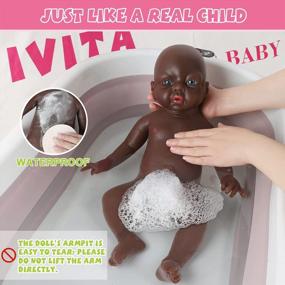 img 1 attached to Реалистичная 19-дюймовая черная силиконовая кукла новорожденного мальчика IVITA - реалистичные афроамериканские новорожденные куклы из невинилового материала