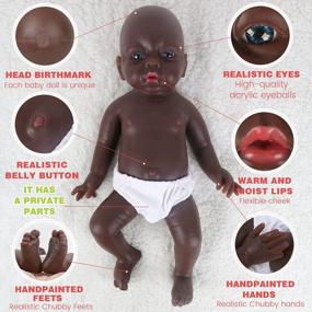 img 2 attached to Реалистичная 19-дюймовая черная силиконовая кукла новорожденного мальчика IVITA - реалистичные афроамериканские новорожденные куклы из невинилового материала