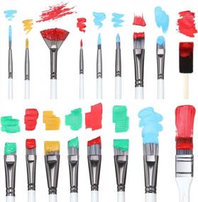 img 2 attached to 16-Piece Paint Brush Set For Oil, Acrylic, Watercolor & Gouache Painting With Foam Brush Sponge Spatula And Case - Transon Art