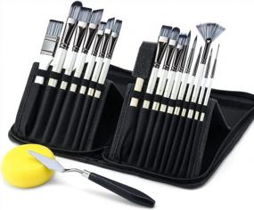 img 4 attached to 16-Piece Paint Brush Set For Oil, Acrylic, Watercolor & Gouache Painting With Foam Brush Sponge Spatula And Case - Transon Art