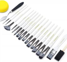 img 1 attached to 16-Piece Paint Brush Set For Oil, Acrylic, Watercolor & Gouache Painting With Foam Brush Sponge Spatula And Case - Transon Art