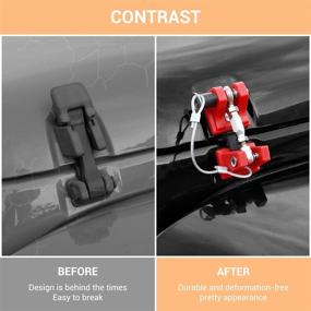 img 3 attached to CheroCar For Jeep Stainless Steel Locking Hood Latch Catch Kit For 2007-2017 Jeep Wrangler JK (Red With Lock)