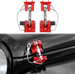 img 4 attached to CheroCar For Jeep Stainless Steel Locking Hood Latch Catch Kit For 2007-2017 Jeep Wrangler JK (Red With Lock)