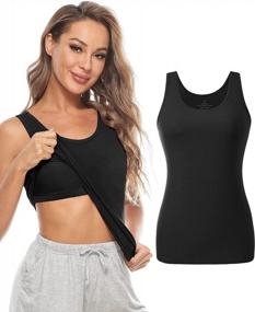 img 3 attached to Top-Quality AMVELOP Soft Cotton Women Tank Tops with Shelf Bra - Perfect for Layering, Undershirts, and Activewear. Available in Convenient 1-3 Pack!