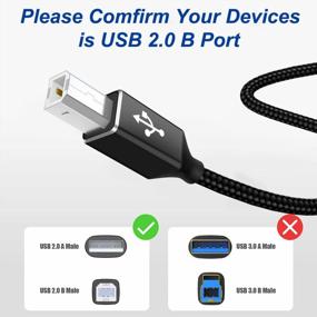 img 3 attached to Кабель принтера Aioneus длиной 6 футов — прочный кабель USB 2.0 типа A-Male-B-Male для высокоскоростного сканирования и совместимости с HP, Canon, Brother, Samsung, Dell, Epson, Lexmark, Xerox, Piano и DAC.