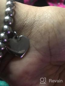 img 7 attached to Стильные браслеты с сердечком и инициалом: персонализированный браслет с алфавитом из 26 букв с 6-мм стальными бусинами - отличный подарок на день рождения для женщин.