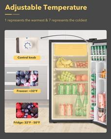 img 1 attached to HBN 3.2Cu.Ft Mini Fridge With Freezer - Small Refrigerator For Bedroom, Office, Dorm, Apartment With Reversible Single Door & Temperature Control Knob & Removable Stainless Shelves - UL Listed