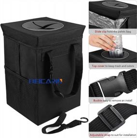 img 3 attached to Car Trash Can With Lid - Car Trash Bag Hanging With Storage Pockets Collapsible And Portable Car Garbage Bin, Leak-Proof Car Organizer, 1.82 Gallons Multipurpose Trash Bin For Car