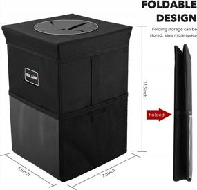 img 1 attached to Car Trash Can With Lid - Car Trash Bag Hanging With Storage Pockets Collapsible And Portable Car Garbage Bin, Leak-Proof Car Organizer, 1.82 Gallons Multipurpose Trash Bin For Car