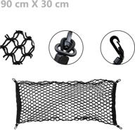 35 x 12 (90x30cm) heavy duty truck cargo net - stretchable & adjustable with 4 hooks, storage mesh organizer bungee net for car, suv, truck - universal elasticized design логотип