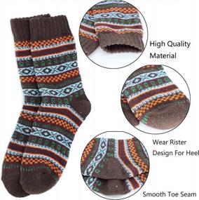 img 2 attached to 5Pairs Men Wool Socks Thick Thermal Hiking Winter Warm Boot Heavy Soft Cozy Socks For Cold Weather