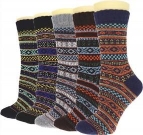 img 4 attached to 5Pairs Men Wool Socks Thick Thermal Hiking Winter Warm Boot Heavy Soft Cozy Socks For Cold Weather