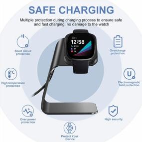 img 1 attached to CAVN Charger Dock Compatible With Fitbit Versa 4/Versa 3/Sense 2/Sense, Replacement Charger Stand Charging Cable Station Cradle With 4.2Ft USB Cord For Sense 2/Sense/Versa 4/3 Smartwatch (Black)