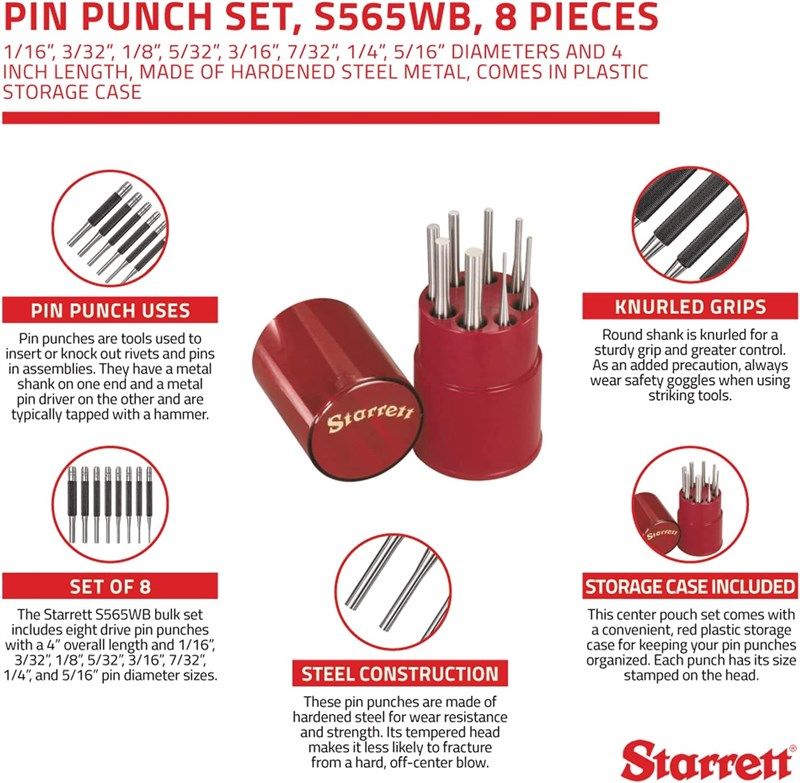 Hammer And Punch Set, Hard Plastic Case