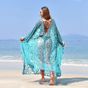 img 2 attached to Stylish Plus Size Beach Cover Up: Boho Lace Kimono In Solid Color For Women'S Swimsuit