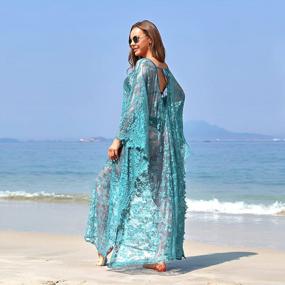 img 3 attached to Stylish Plus Size Beach Cover Up: Boho Lace Kimono In Solid Color For Women'S Swimsuit