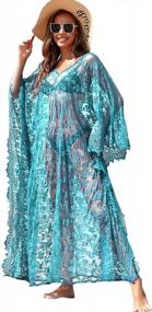 img 4 attached to Stylish Plus Size Beach Cover Up: Boho Lace Kimono In Solid Color For Women'S Swimsuit